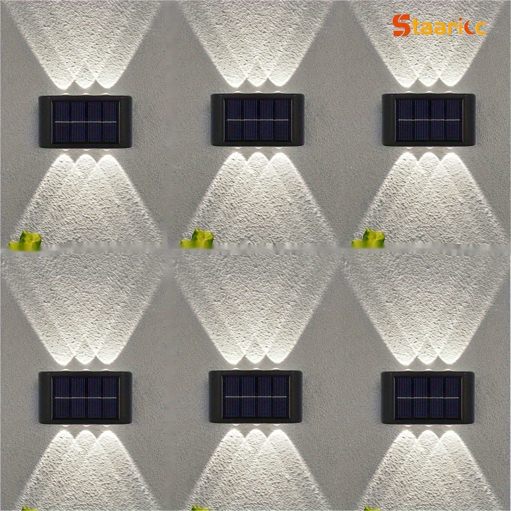 Staaricc 6/ 4/ 2pcs Solar Wall Light, Outdoor 6 LED Deck Lights, Wall Light, For Courtyard, Street, Fence, Garage, Garden Perfect Decoration