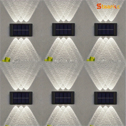 Staaricc 6/ 4/ 2pcs Solar Wall Light, Outdoor 6 LED Deck Lights, Wall Light, For Courtyard, Street, Fence, Garage, Garden Perfect Decoration