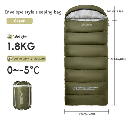 1-Person BISINNA Envelope-Style Sleeping Bag with Full-Zip Closure - Heavy-Duty Synthetic, Olive Green/Beige/Grey/White - Winter Warmth for Camping, Hiking & Backpacking - Portable Half-Zip Design Sleeping Pad Compatible Bag,