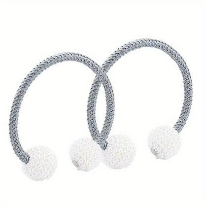 2pcs Large Modern Magnetic Curtain Tiebacks - Elegant Pearl Design, Easy-to-Use, Stylish Window Treatment Holdbacks for Home Decor, Curtains for Living Room