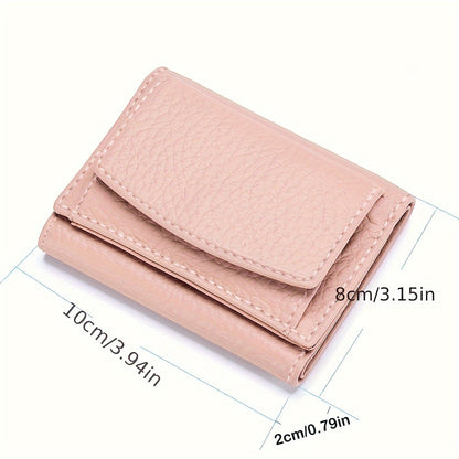Women's Mini Wallet, Faux Leather Snap Button Coin Purse, Solid Coin Pockets, For Everyday