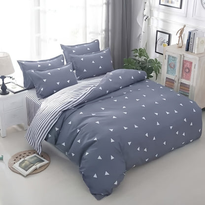 Four Seasons Four-Piece Set of Active Print Fabric, 1pc Quilt Cover Without Quilt Core, 1pc Bed Sheet, 2pcs Pillowcase Without Pillow Core, Comfortable, Soft, Breathable, Active Print Fabric, Suitable for Dormitory, Living Ro