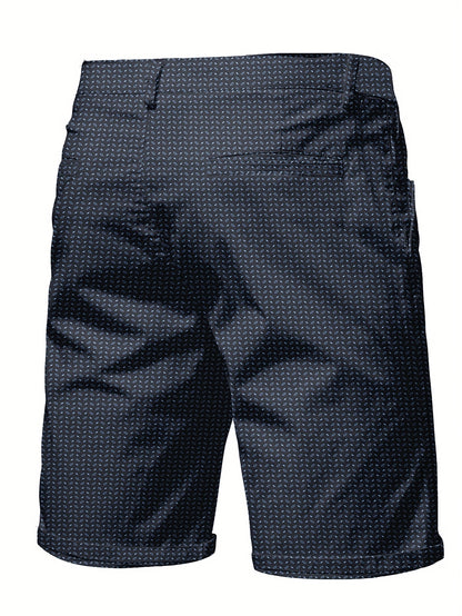 Men'S Slim-Fit Casual Summer Shorts with 3D Digital Print - Light Blue, Button Detail, Non-Stretch Fabric, Perfect for Beach or Poolside Relaxation, Beach Shorts | Button Detail Shorts | Nonstretch Fabric