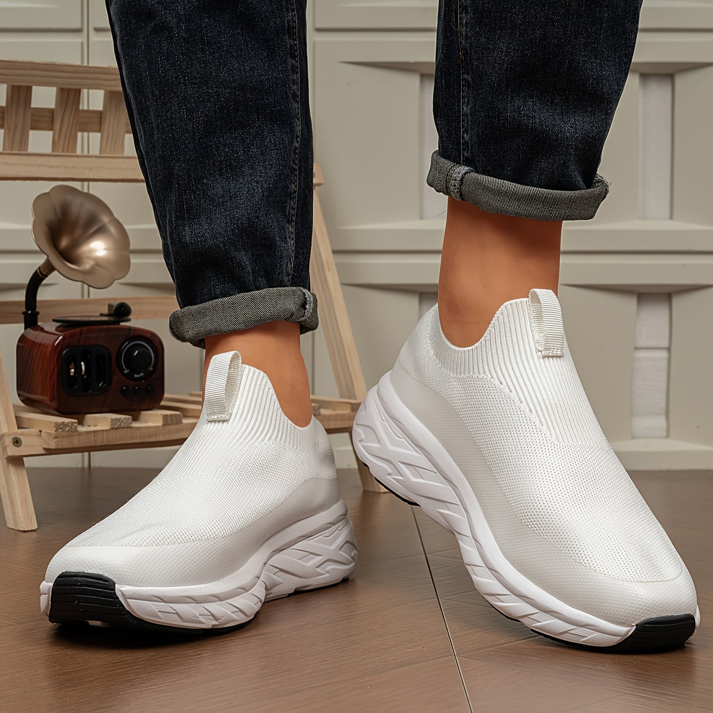 Ténis de corrida para homem antiderrapante, confortável e respirável, para uso interior e exterior.