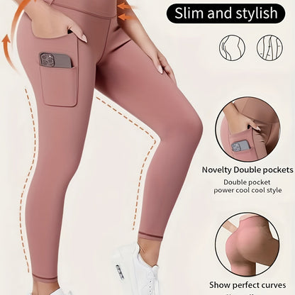 Women's High-Waisted Pants - Non-See-Through Stretchy Leggings with Fit, All-Season & Casual Pants for,, Casual Attire - Burgundy Bottoms, Trousers, Sleek Design, Supportive Waistband, Versatile, Enthusiasts
