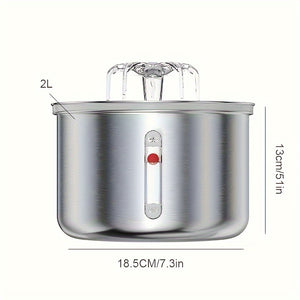 Dispensador Inteligente de Água para Animais em Aço Inoxidável 2L