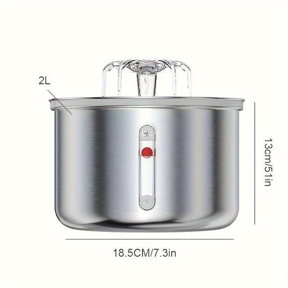 Dispensador Inteligente de Água para Animais em Aço Inoxidável 2L