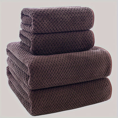 4pcs Luxury Pineapple Mesh Towel Set - Super Absorbent, Quick-Drying, Ultra-Soft, and Beige-Friendly Home Bath Towels - Ideal Bathroom Essentials with Fabric Weave,  Soft Texture, Ultrasoft Material, Skinfriendly Towel, Spa L