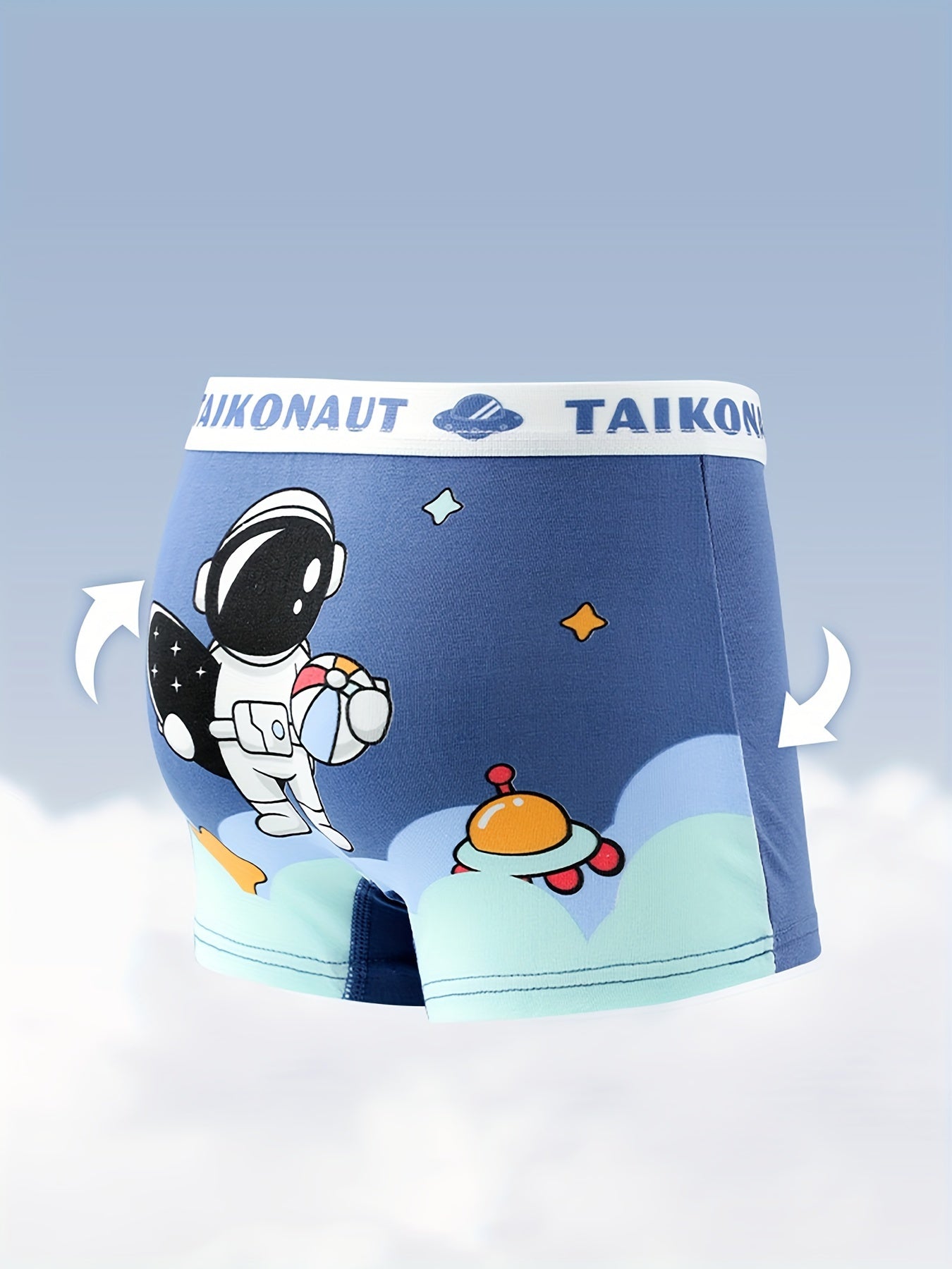 4pcs Boys' Boxer Briefs - Soft Stretchy Underwear with Cute Cartoon Astronaut & Space-Themed Designs, Breathable All-Season Comfort, Regular Fit for Youngsters & Youngsters, Youngsters Underwear, Playful Youngsters' Apparel,