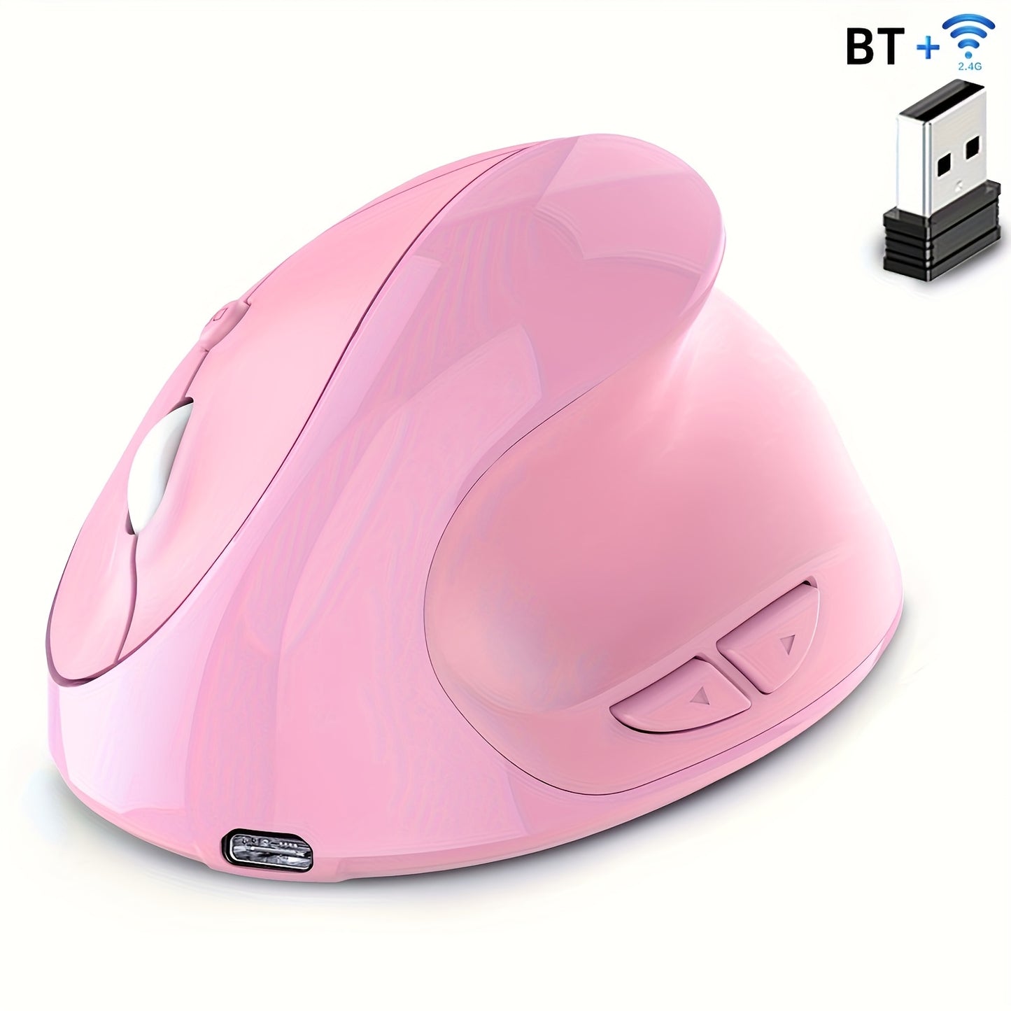 Rato Vertical Ergonómico Sem Fios Dual Mode BT &amp; 2.4GHz