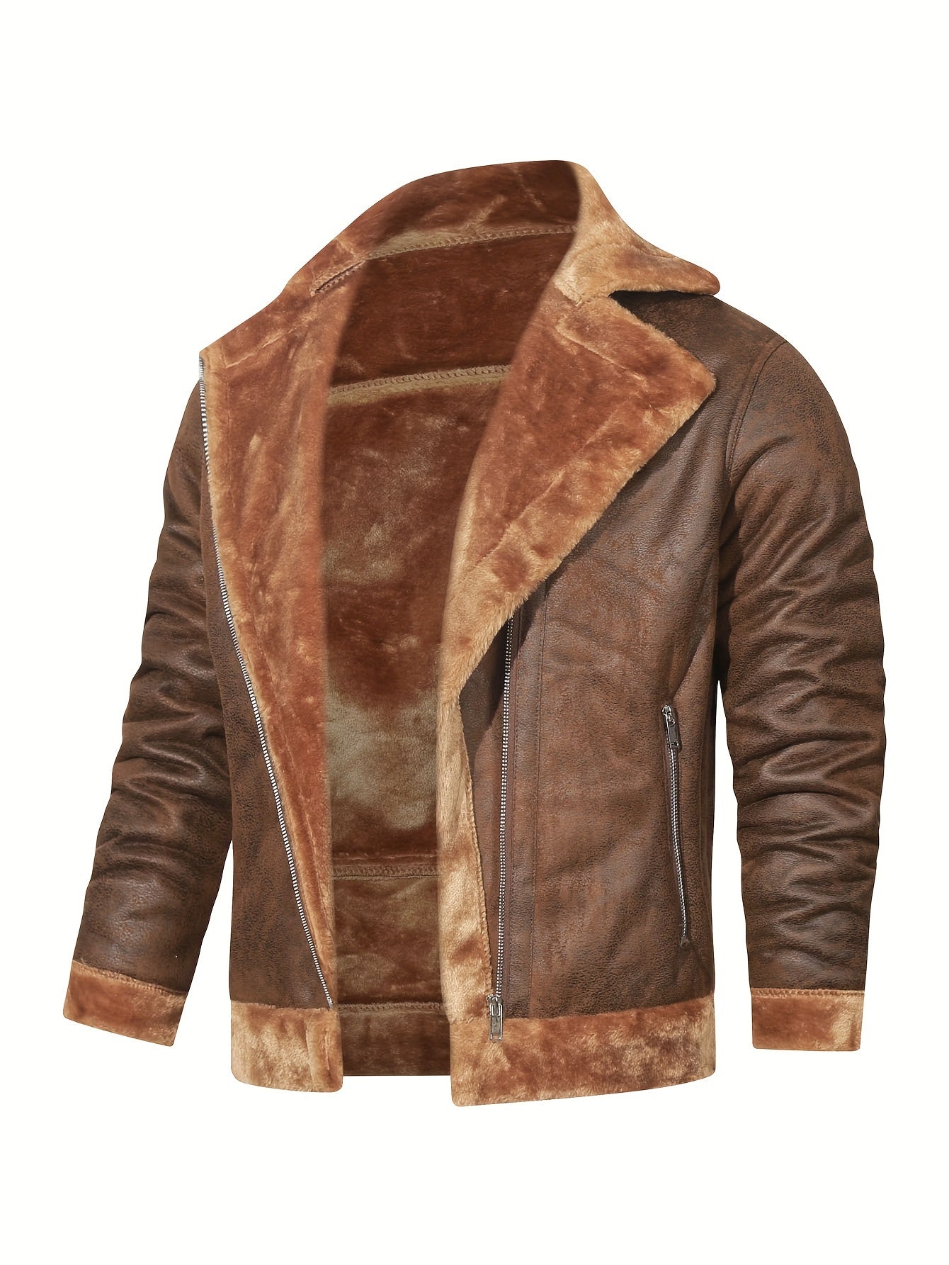 Men's Pu Jacket, Chic Faux Leather Jacket For Fall Winter