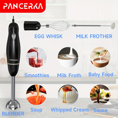 PANCERKA 1 Set PANCERKA 100 Watt Immersion Multi-Purpose Hand Blender with a Heavy-Duty Copper Motor, Brushed 304 Stainless Steel, And Attachments for Whisking And Frothing Milk, Featuring Stainless Steel Blades Suitable for