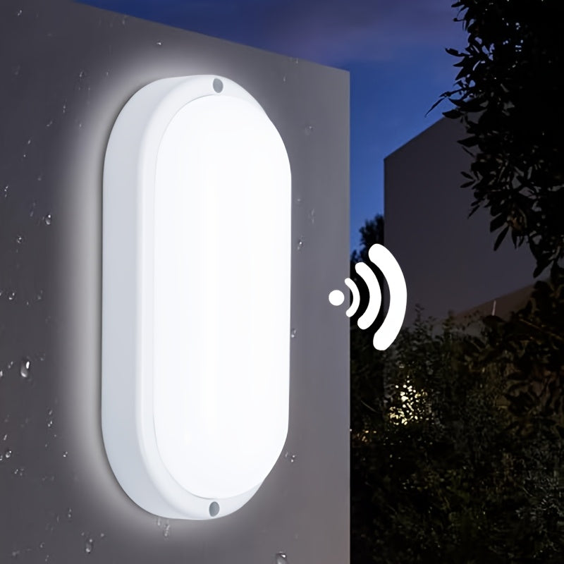 WOOKOT 18W Motion & Light Sensor Wall Light, IP65 Moisture-Proof 4000K Ceiling/Cellar Lamp with Semi-Flush Mount, 220-240V Hardwired for Outdoor/Indoor, Garage, Hallway, Stairs, Balcony, Storage Room, Basement, Ceiling Light