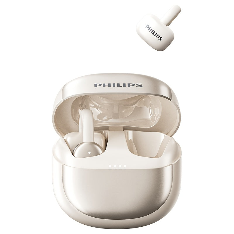 Philips True Wireless Bluetooth Headphones, Open Wireless Earbuds, Ear Clip Wireless Earbuds, for iPhone and Android, Comfortable to Wear, Bluetooth 5.4, 46 Hours of Playtime, Stereo Bass, LED Battery Display, ENC Dual Noise