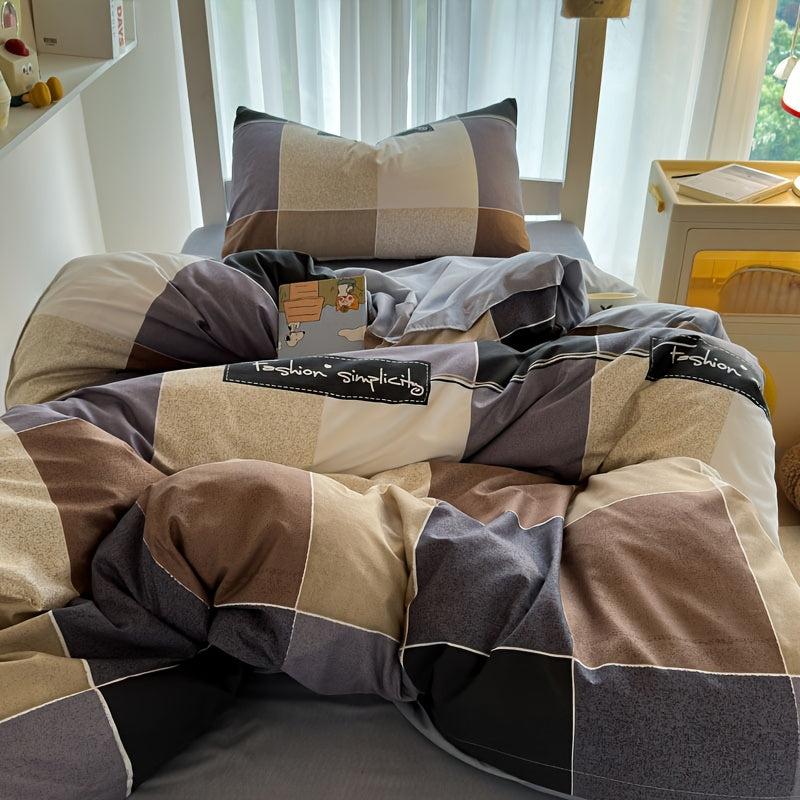 Conjunto de quatro peças: capa de edredão, lençol e fronha. Macio e confortável, com design de dupla face AB, toque fresco e agradável. Lavável à máquina, suave para a pele. Ideal para quartos e dormitórios.