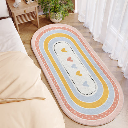 Upgrade Your Bedroom with a Soft and Stylish Oval Long Strip Bedside Mat - Imitation Cashmere Thickened Floor Mat