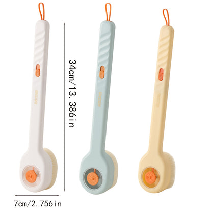 1pc Liquid-Filled Hair Bath Brush with Back Massager - Long Handle Shower Brush, Quick-Foaming Bath Brush for Scalp Massage & Body Back Rub, Pastel Colors (Mint Green/Orange/), No Electricity Needed - Ideal for Home & Spa Use