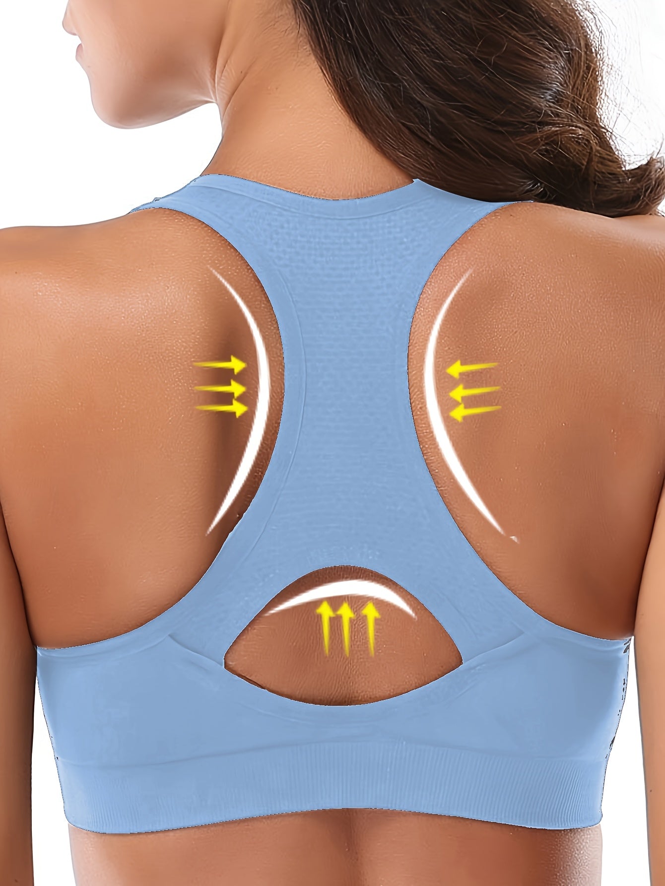 Women's High-Support Sports Bra with Removable Pads - Quick-Dry, Shockproof, Double-Layer Racerback Vest for Running & Fitness, Breathable Nylon-Elastane Blend, Non-See-Through, All-Season Activewear