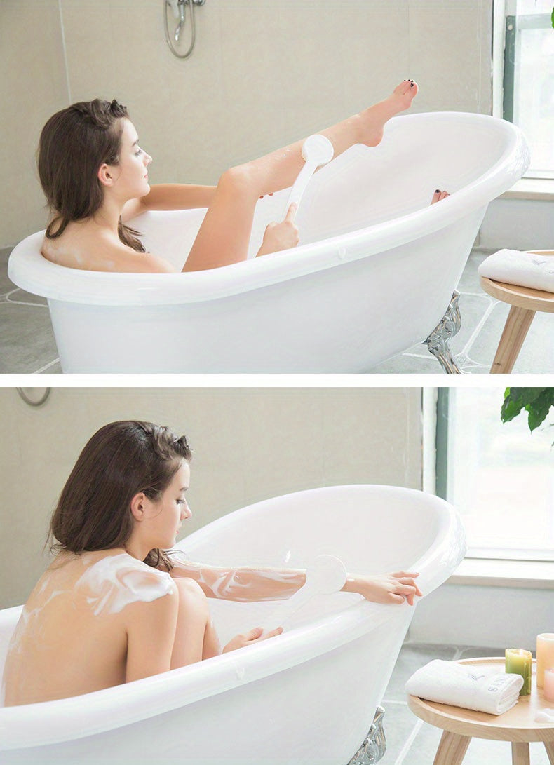 Long Handle Shower Brush with Exfoliating Scrubber for Body and Back - Massage and Exfoliate Skin in the Bathroom
