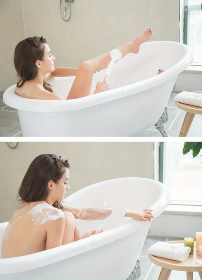 Long Handle Shower Brush with Exfoliating Scrubber for Body and Back - Massage and Exfoliate Skin in the Bathroom