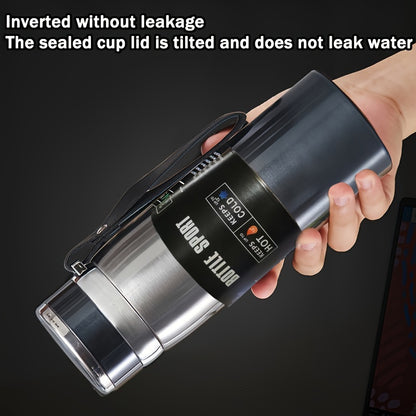 1pc 800ml/27oz High Quality 316 Stainless Steel Insulated Water Bottle with Hanging Rope, Chinese Style Gift Drinking Cup, Keeps Cold for 24 Hours or Hot for 10 Hours