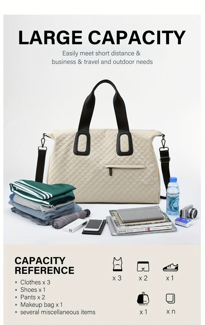 WEIXIER Spacious Multi-Pocket Travel Tote - Durable, Lightweight Women's Handbag for Weekend Getaways & Daily Use - Available in Coffee, White, Black