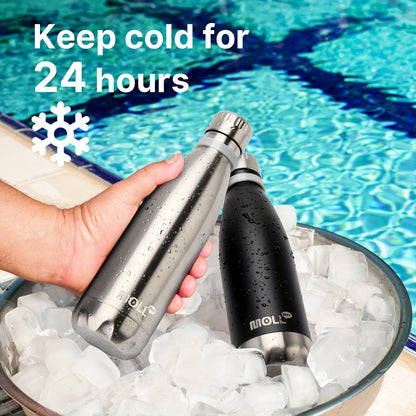 1pc Mollcity 9oz/266ml Stainless Steel Water Bottle - Vacuum Insulated, Leak-Proof, BPA-Free, Double-Wall Insulated with Carry Strap, 24H Cold & 12H Hot, Lightweight & Durable for School, Sports, Travel, Outdoor, Gym, Hiking