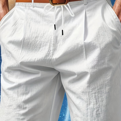 Men'S Casual Summer Linen Shorts - Light Gray, Breathable 5-Inch Shorts with Pockets, Perfect for Beach & Outdoor Activities, Casual Summer Wear|Relaxed Fit Shorts|Pocketed Shorts