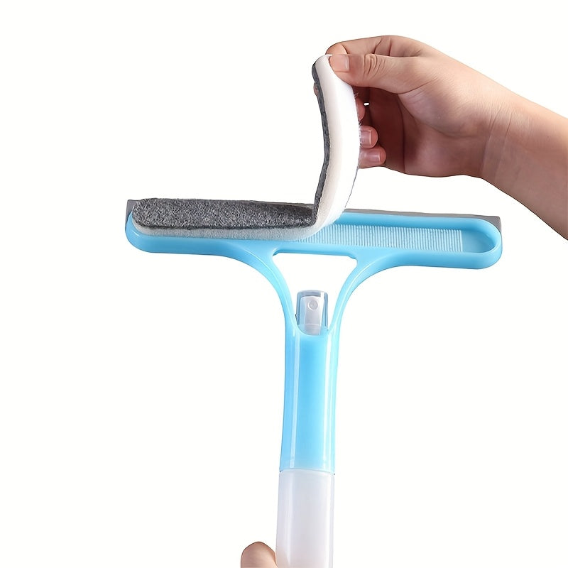 3-In-1 Multi-Functional Glass Cleaning Tool with Sprinkler, Polypropylene (PP) Plastic, for Bathroom, Kitchen, Living Room, Bedroom, Toilet - Efficient Mirror And Window Scraper