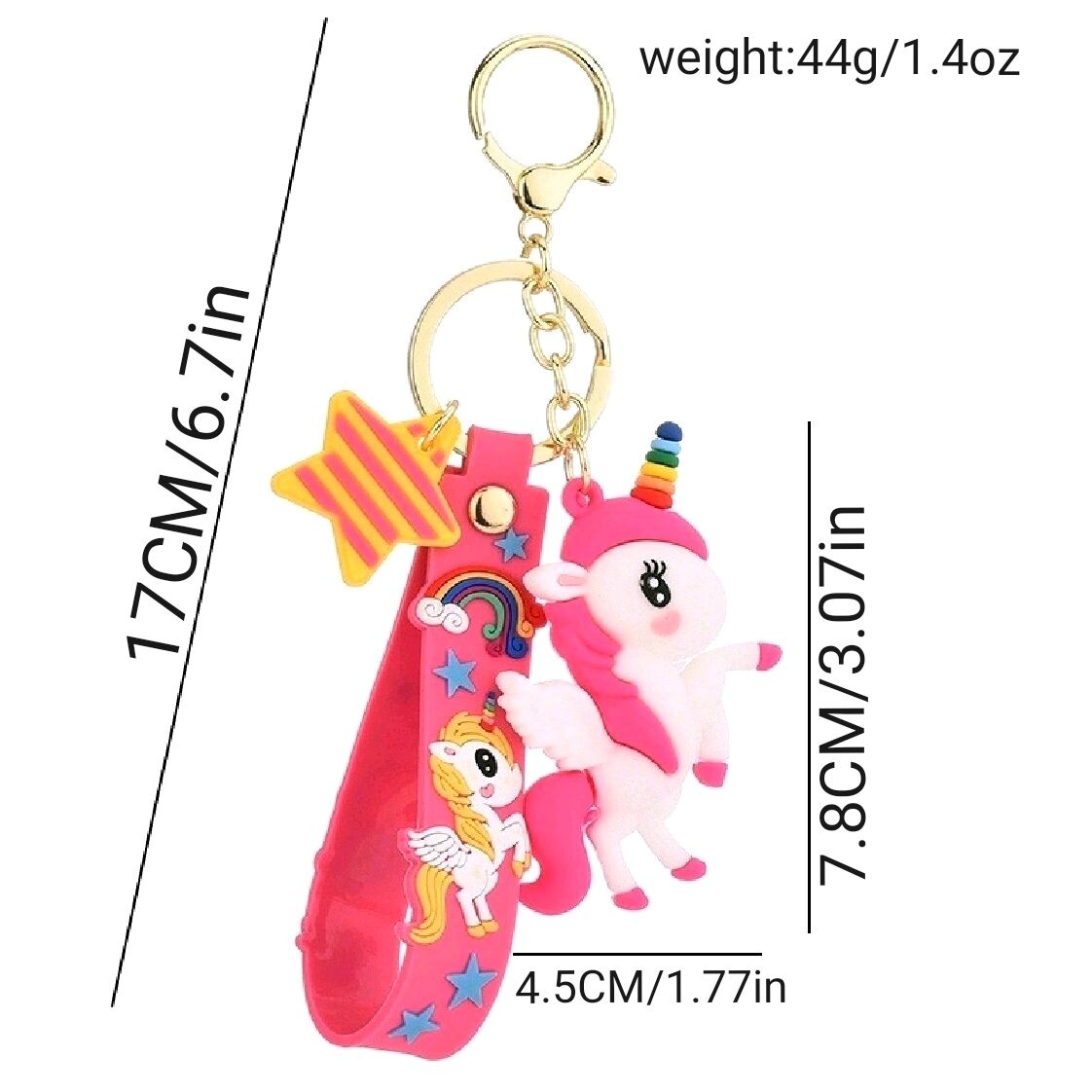 Creative Cute Multicolor Rainbow Pony Cartoon Unicorn Car Bag Keychain Keychain Men And Women Pendant Small Gifts