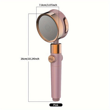 Chuveiro pressurizado com três configurações ajustáveis, concebido para fornecer uma forte pressão de água para banho doméstico, com chuveiro de ângulo ajustável, ideal para acessórios de casa de banho.