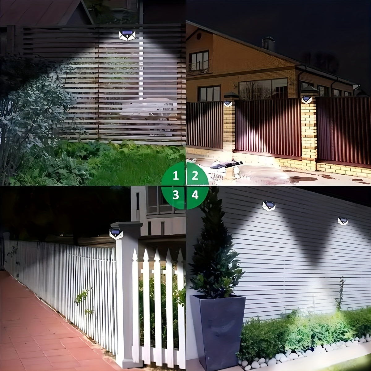 4packs Solar Wall Lights 100 LED Super Energy Saving Lights, Motion Sensor Security Lights, 270° Range Lighting Outdoor Wall Lights, With 3 Modes For Yard Garden Patio Courtyard Fences Driveway Pathway