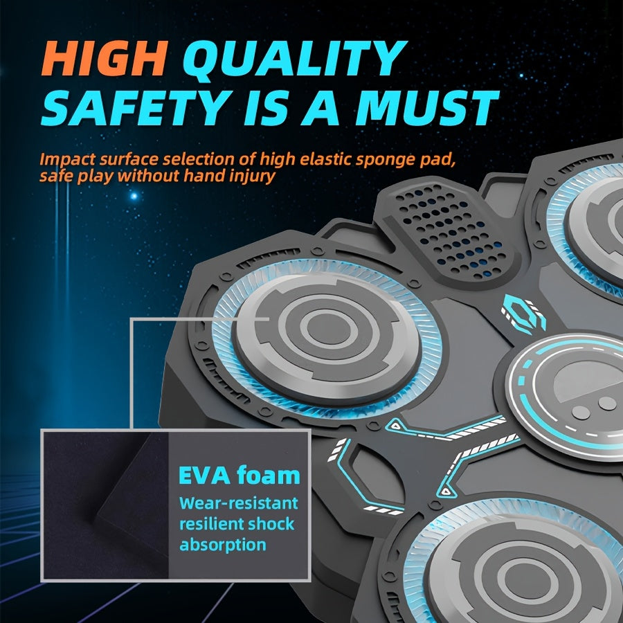 Interactive Boxing Exercise Toy with 4 Targets, Upgraded Edition with Cool LED Lights & Dynamic Music, Includes Punching Gloves, Adjustable Speed, Wall-Mountable, Ideal for Indoor Workout & Family Fun, Battery Operated (AA No