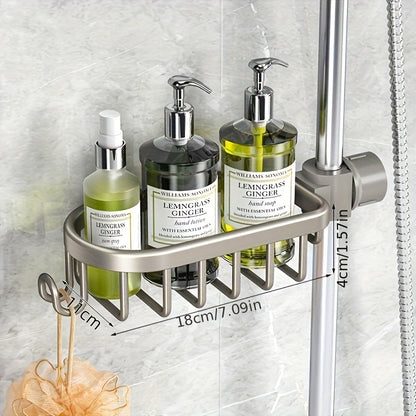 2pcs Aluminum Shower Caddy - Sturdy & Easy to Install with Hooks, Suitable for Shampoo, Body Wash, Sponge Brush - Modern Style, Rust-Resistant Material, Bathroom Accessory