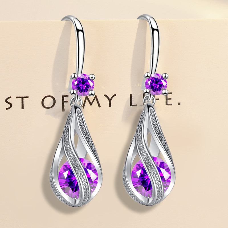 Delicate Teardrop Zirconia Earrings Floral Spiral Earrings Jewelry For Women 1Pair