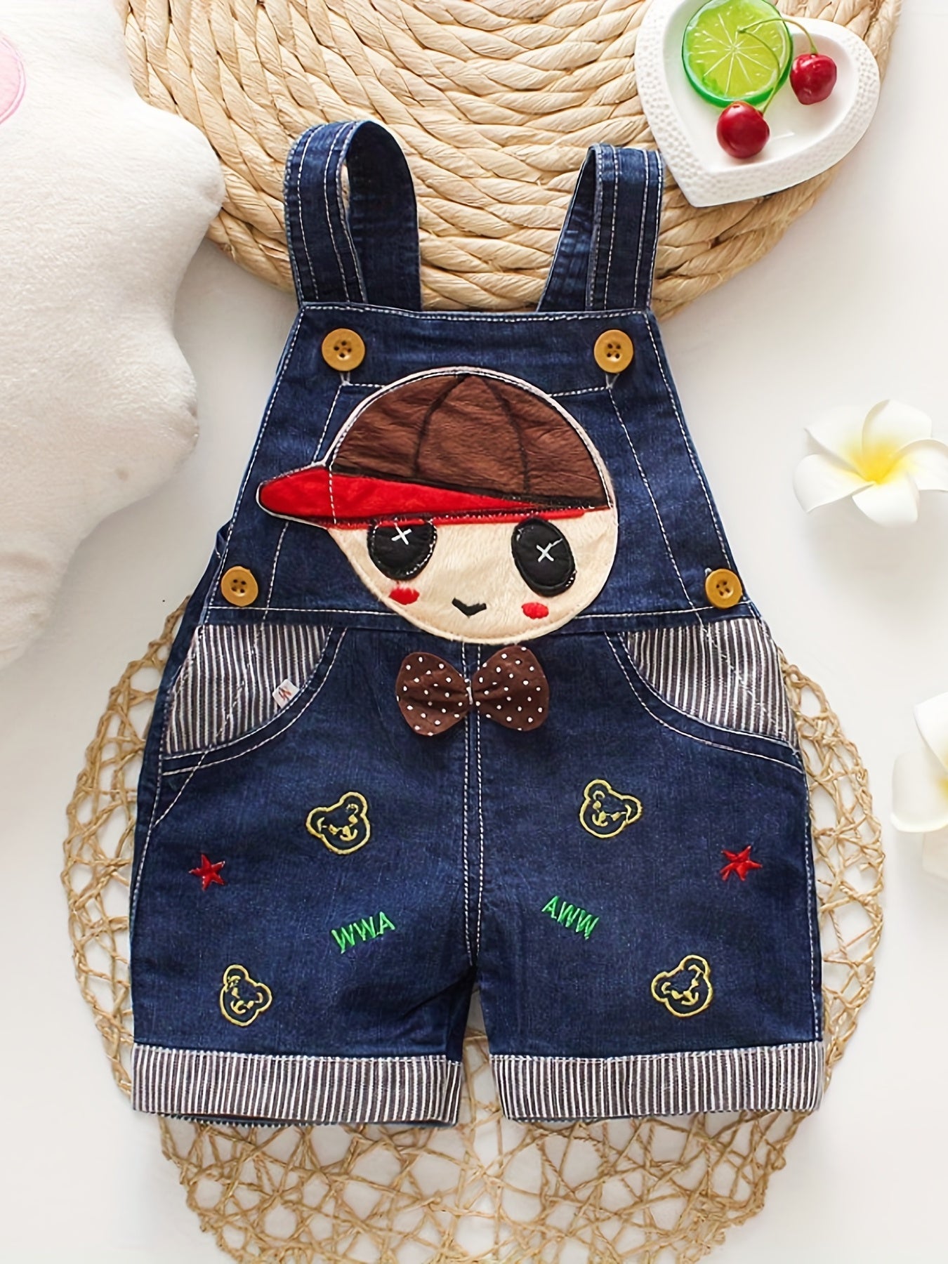 Baby Boys And Girls Cute Dog Pattern Overalls Shorts Clothes For Summer