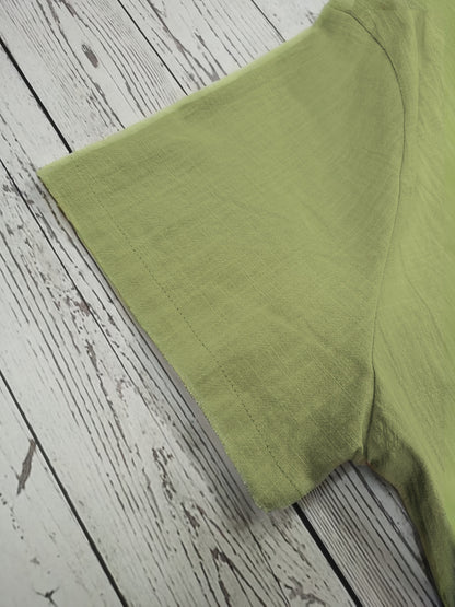 Men's Shirt Top, Solid Band Collar Short Sleeve Closure Summer Male Casual Henley Shirt For Daily Business Formal Shirts For Men