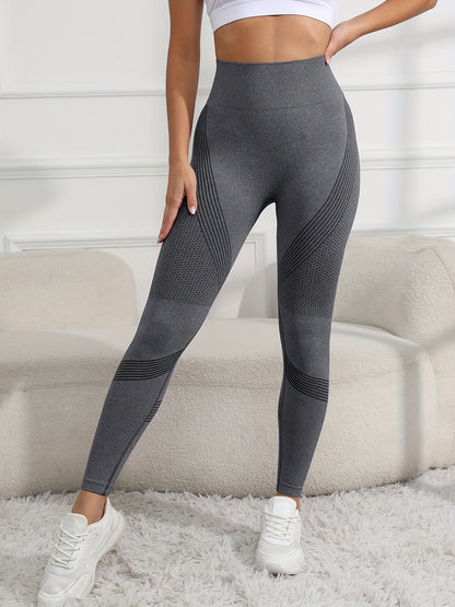 Seamless Sports Leggings For Women, High Waist Yoga Scrunch Butt Lifting Elastic Tights, Women's Activewear