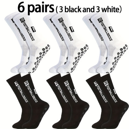 2/6/10/20 Pairs Men'S Thickened Moisture-Wicking Breathable Soccer & Basketball Training Socks - Non-Slip Grip, Cushioned Arch & Heel Support, Sweat-Resistant, Soft Elastic Athletic Socks For Outdoor Sports, Gym, Football Mat