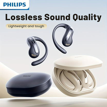 For Philips 2025 New Style True Wireless Music Headset Gaming Earbuds - Wireless, Noise Cancelling, Built-in Microphone, USB Rechargeable, Open Back Design for Running, Sports, Android & for iPhone, Gaming Headphones, Sleek E