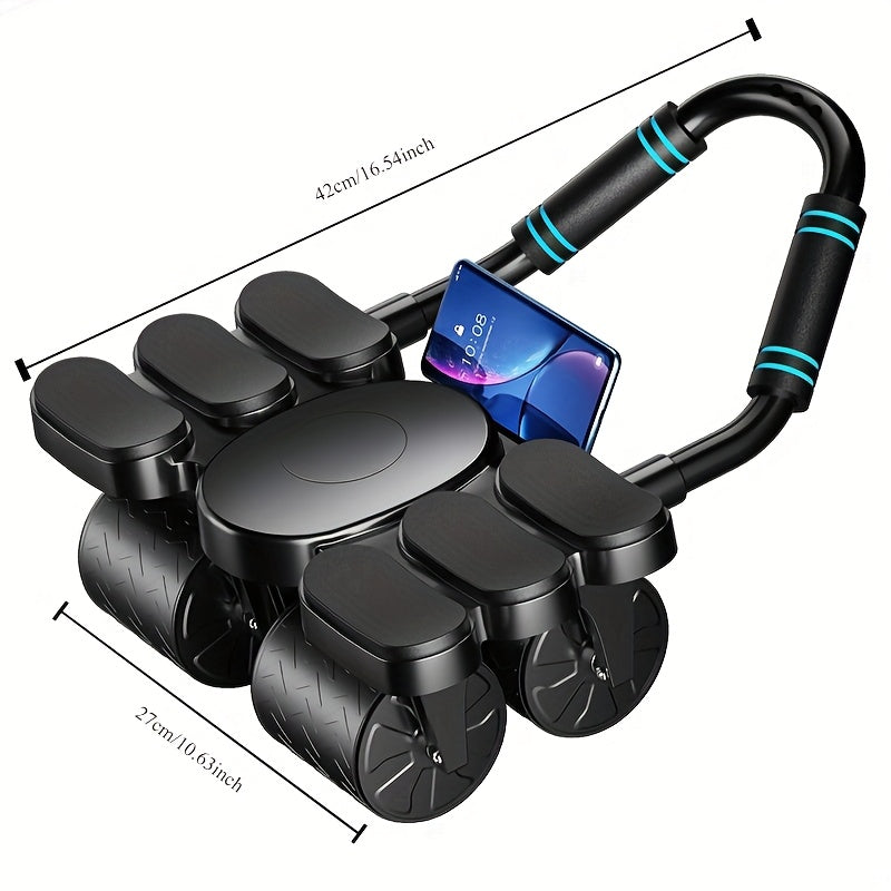 Roda abdominal silenciosa com quatro rodas, perfeita para exercícios em casa e compressão abdominal, ideal para o treino do core, fabricada em material ABS, um excelente presente para o Natal e Ano Novo.