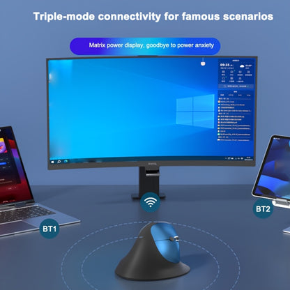 WOWSSYO Right-Handed Ergonomic Gaming Mouse - Wired + Wireless + BT Tri-Mode, 6-Speed Adjustable Optical, USB-C Rechargeable, Ergonomic Design for Laptop & Desktop Computers, Black/Red/Blue/Teal, Ergonomic Mouse, Computer Acc