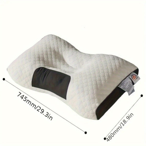 Almofada de Pescoço Ergonómica Ajustável em Tecido Suave