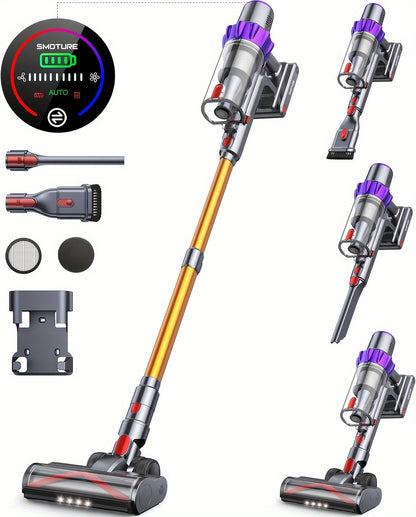 46000Pa/55Min Vacuum Cleaner Cordless, Cordless Vacuum Cleaner Super Quiet, Powerful Cordless Stick Vacuum Cleaner with LED Display/Anti-Tangle Brush, Detachable Battery, Lightweight 1.5L Dust Cup Perfect for Pet Hair, Floor,