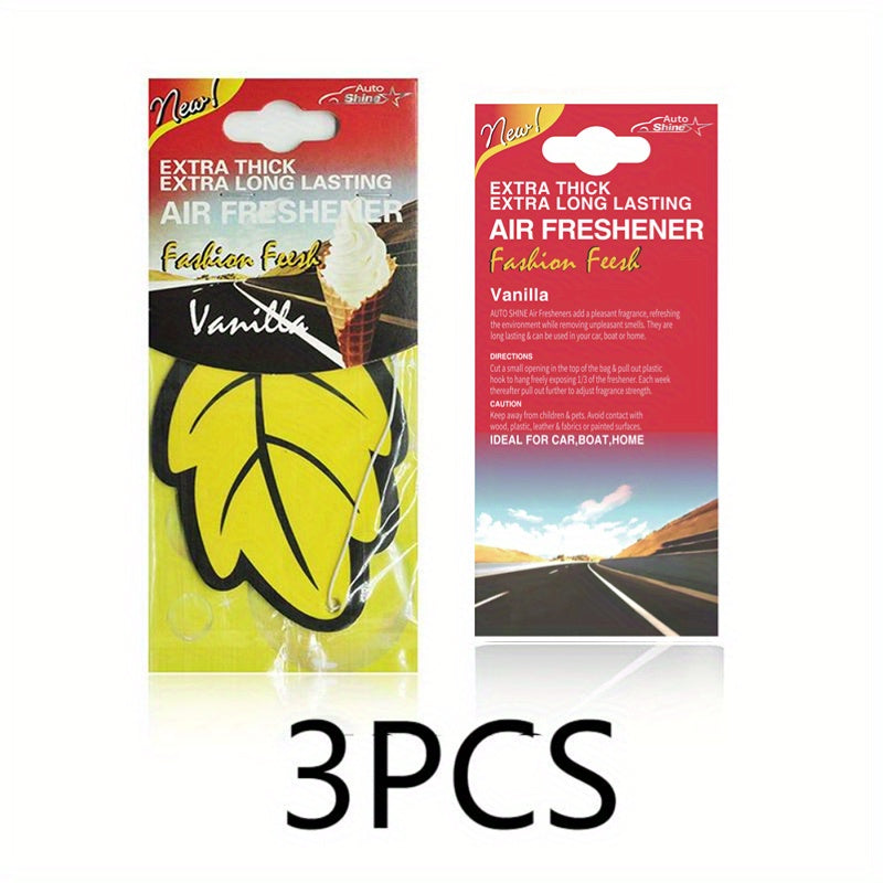 3-60pcs Car Air Freshener Natural Scented Tea Paper Auto Hanging Vanilla Perfume Fragrance Leaf Shape Car Interior Accessories Christmas Gift