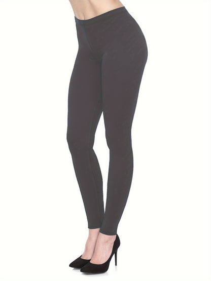 3-Pack High-Elasticity Slim-Fit 9/10 Length Pants - Solid Color Tight Waist All-Season Trousers, Machine Washable & Dry Cleanable, Casual to Dressy Wear (Compatible with Skirts/Blouses) - Bulk Pack for Cost Savings & Easy War