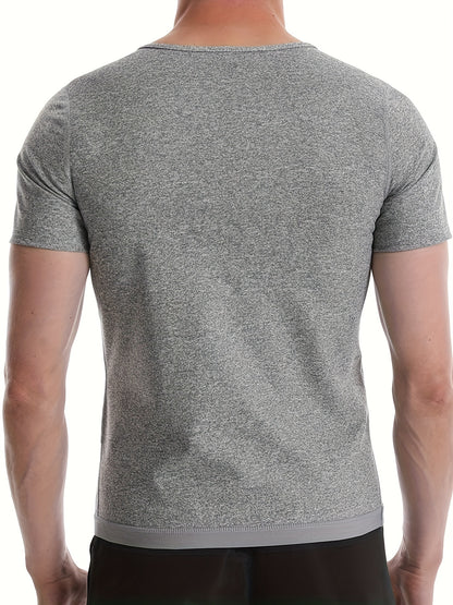 Men's Sweat Sauna Suit: Compression Body Shaper T-Shirt :Burn Fat & Shape Your Body, PU Coating For Warmth