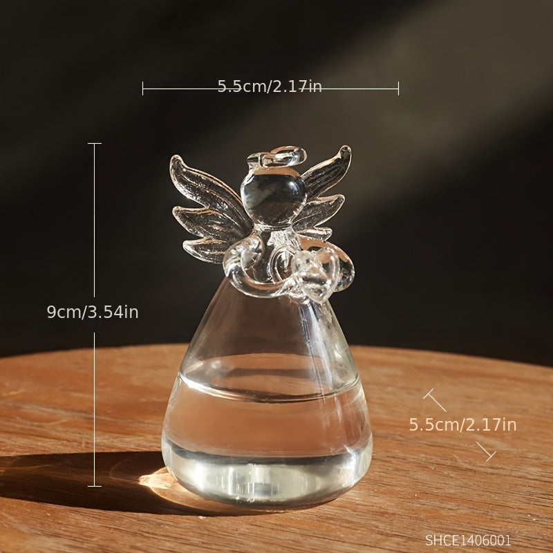 1pc Angel Design Glass Vase, Clear Flower Plant Terrarium Container Hanging Vase, Wedding Party Home Decor Garden Ornaments Hanging Planter