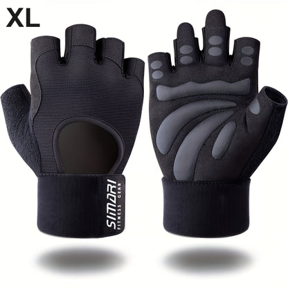 1 Pair of Fitness Gloves with Wrist Wrap Support and Full Palm Coverage, Extra Fitness Grip, Suitable for Weightlifting, Training, Hanging, Pulling, Fitness Sports Gloves, Suitable for Men and Women Outdoor Sports and Indoor
