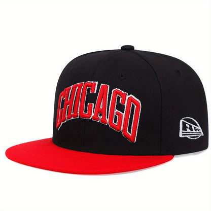 2.54 cmCHICAGO" Embroidered Baseball Cap, Lightweight Polyester, Hand-Washable, Sporty Snapback with Iconic Design for Casual Wear